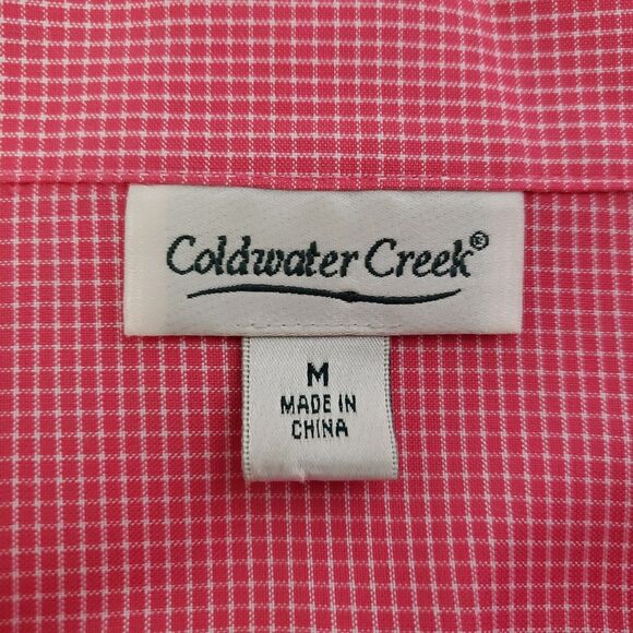 Coldwater Creek Womens Shirt Shacket Medium Pink Checked Buttons 3/4 Sleeve - Picture 8 of 10